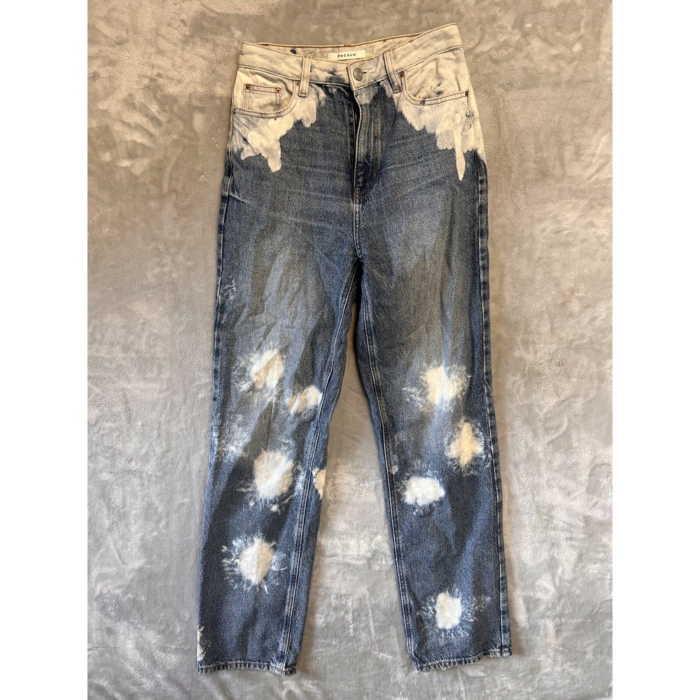 PacSun 90s Boyfriend Jeans Women 25 Blue White Excellent Bleach Splash High Rise